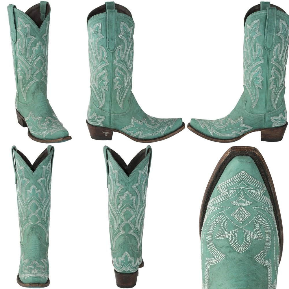 Lane Saratoga Boots with Snip Toe in Taos Turquoise Size 7 - Picture 4 of 10